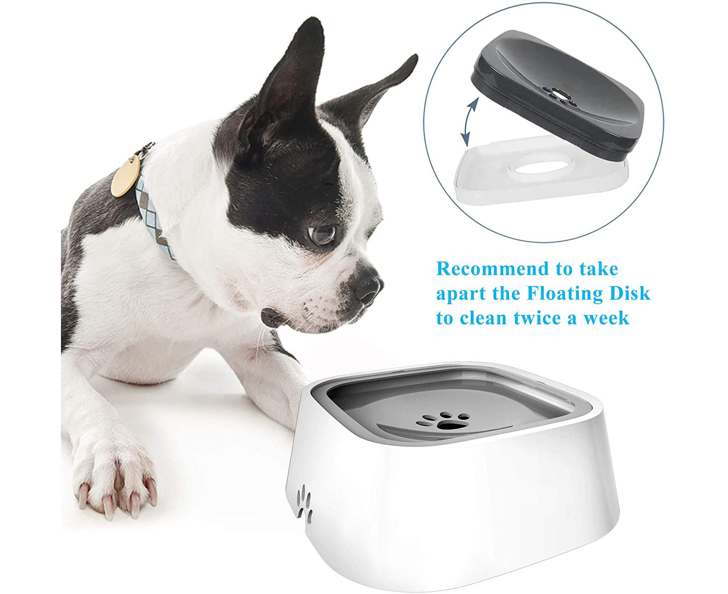 Dog Bowl Dog Water Bowl No-Spill Pet Water Bowl Slow Water Feeder Dog Bowl No-Slip Pet Water Dispenser Feeder Bowl for Dogs and Cats