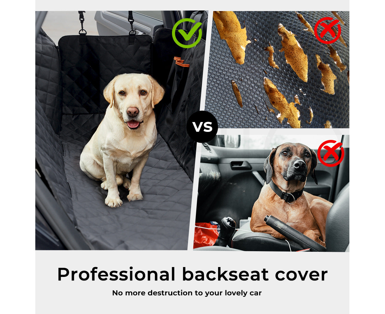 Dog Car Back Seat Cover Hammock Pet Premium Travel Protector Nonslip Black