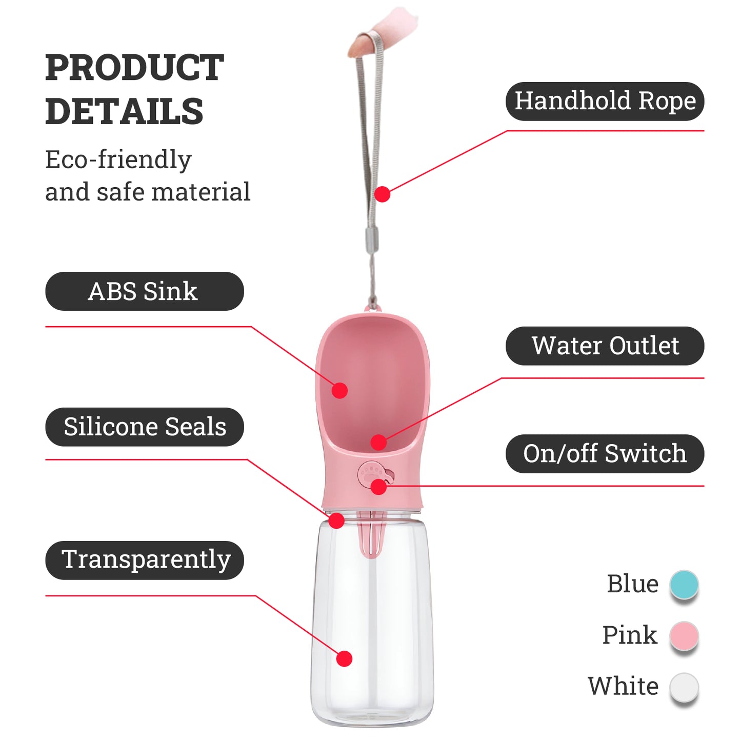 Pet Portable Water Bottle Puppy Dog Cat Cup Drinking Travel Outdoor Feeder Oz