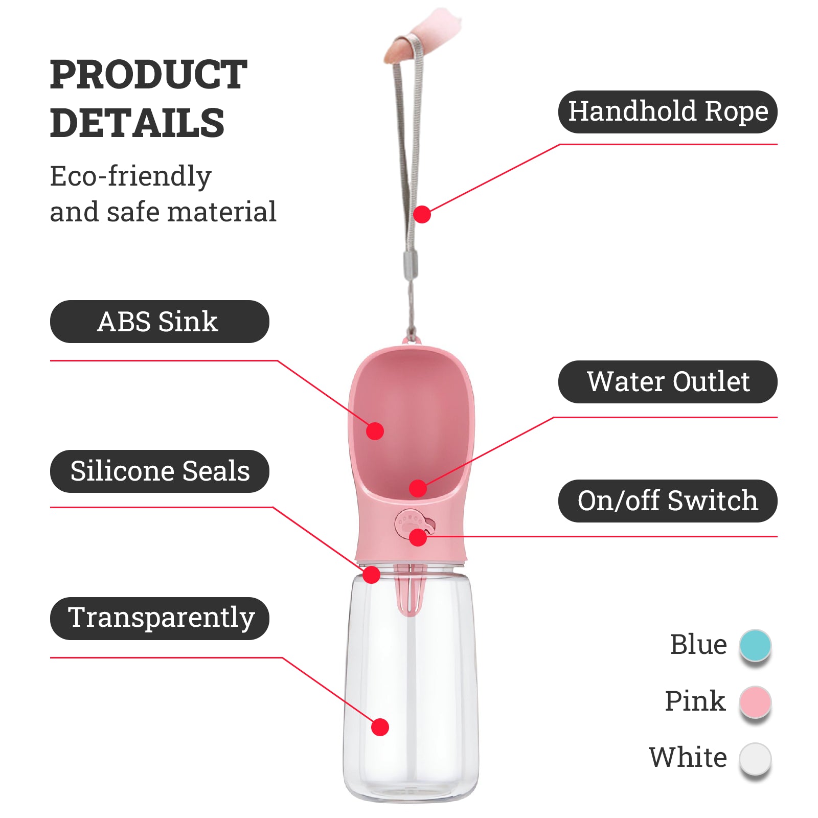 Pet Portable Water Bottle Puppy Dog Cat Cup Drinking Travel Outdoor Feeder Oz